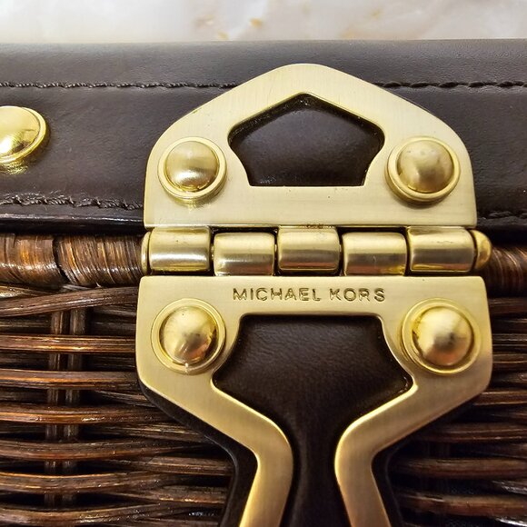 Michael Kors Santorini Wicker/Rattan Leather Clutch - Picture 2 of 10